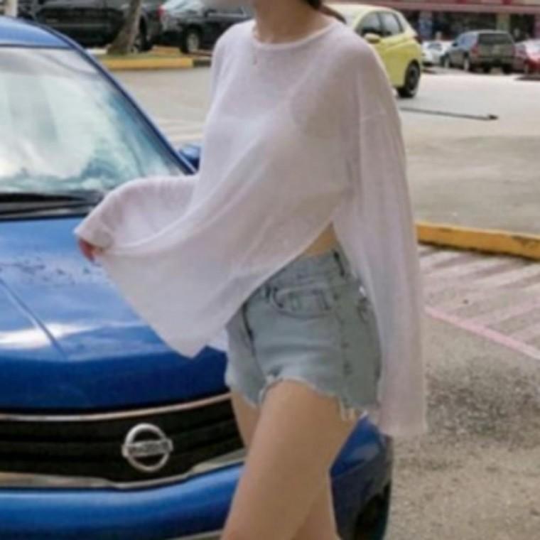 여리핏 루즈핏 니트 티셔츠 봄 여름 체형보정 얇은 브이넥 니트
