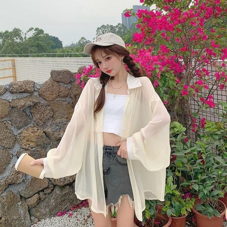 3색 루즈핏 여름셔츠 여자 블라우스 시스루 빅사이즈