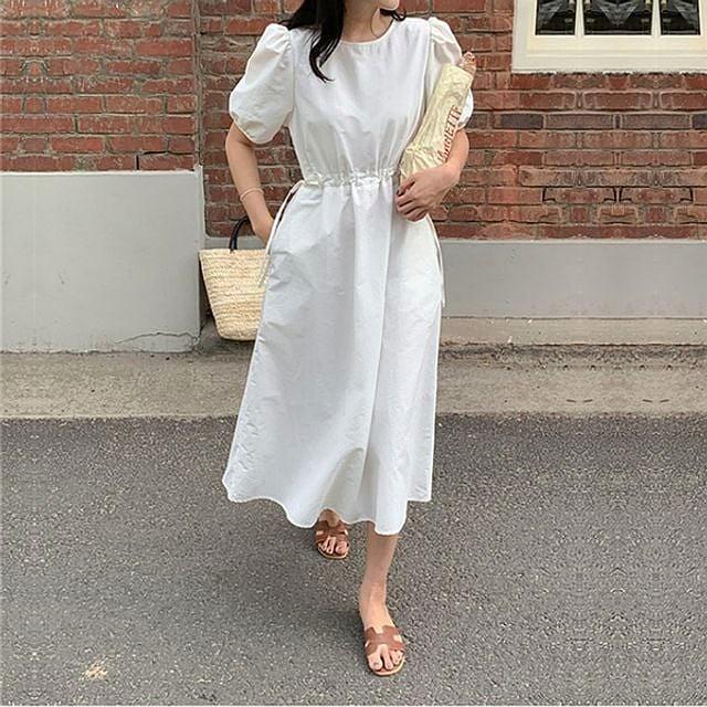 퍼프소매 코튼 러블리 3컬러 여성 데일리 여름 반팔원피스