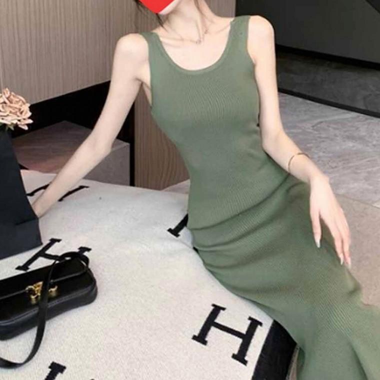 백트임 나시 여자 니트 여름 민소매 슬림핏 롱원피스