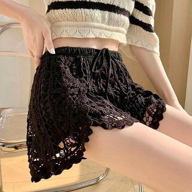 숏팬츠 아일렛 여름 여성 레이스 펀칭 반바지 3색