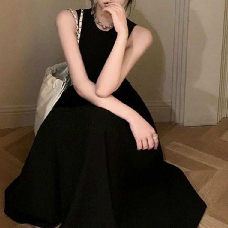 여성 백리스 민소매 롱원피스 여름 드레스