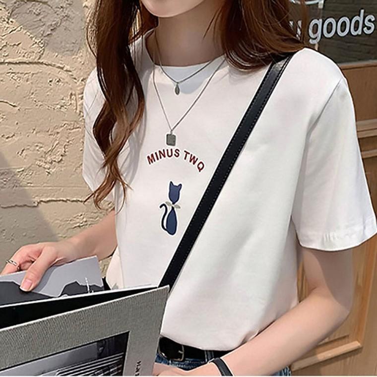 여름 라운드넥 티셔츠 심플 루즈핏 반팔 여성 데일리