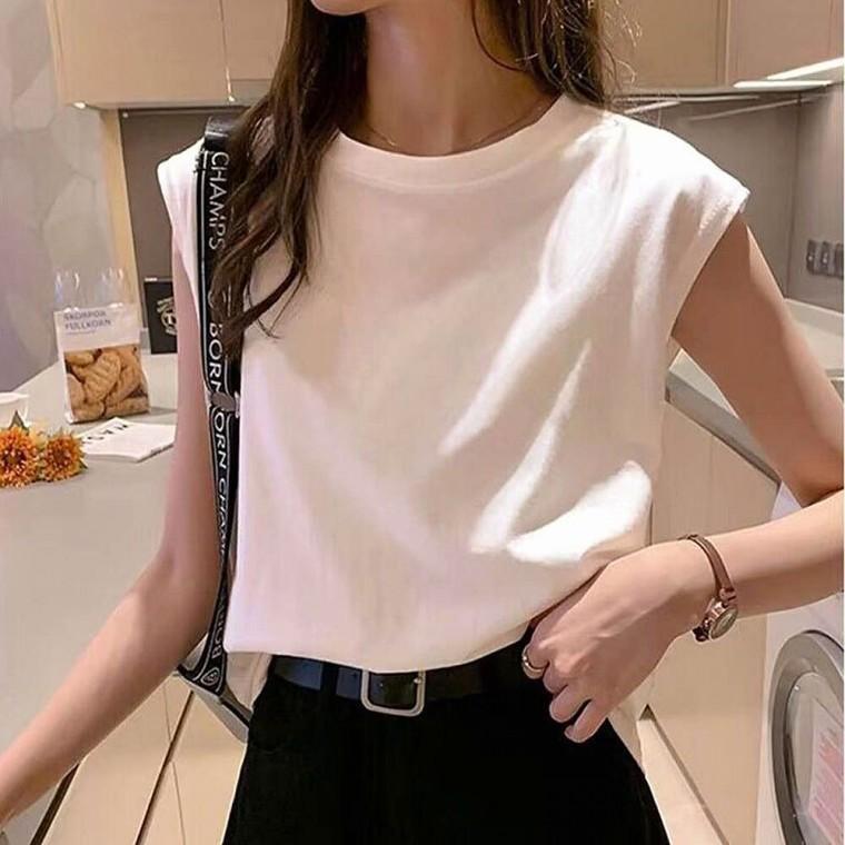 캡소매 여성 2컬러 민소매 루즈핏 여름나시 티셔츠