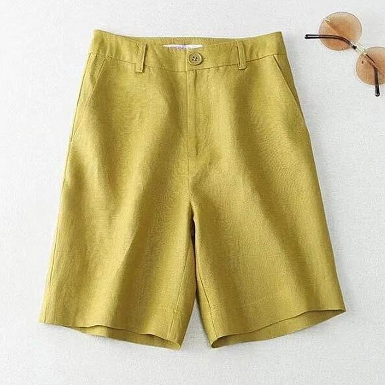 여성 여름 린넨 밴딩 반바지 데일리 팬츠