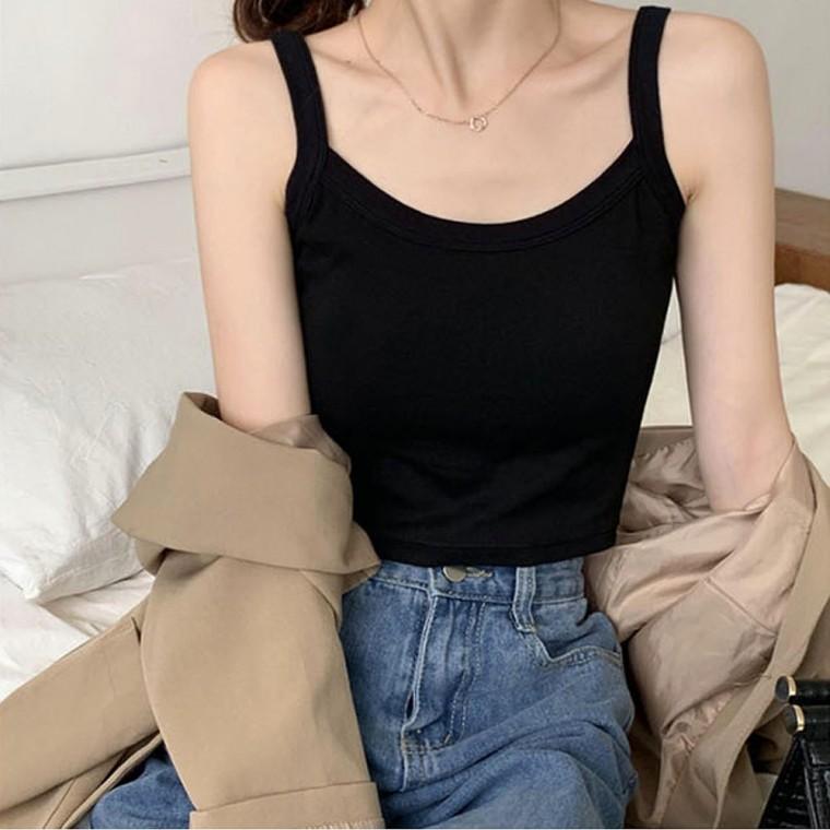 슬림탑 3색 이너웨어 여름 민소매 캡내장 크롭 여성 나시