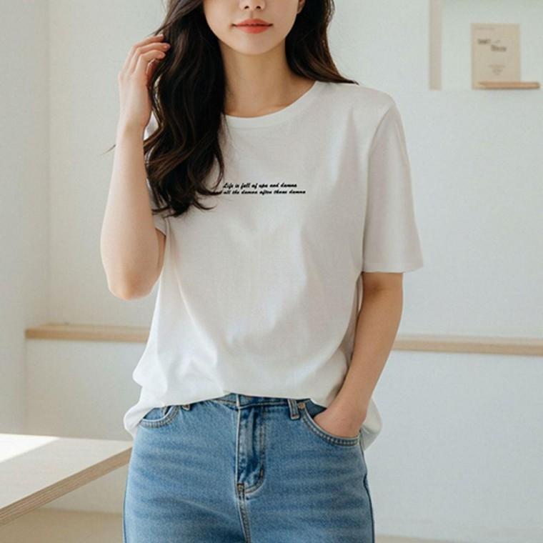 여성반팔티 레이어드 루즈핏 라운드넥 티셔츠 여름 데일리룩 기본 상의