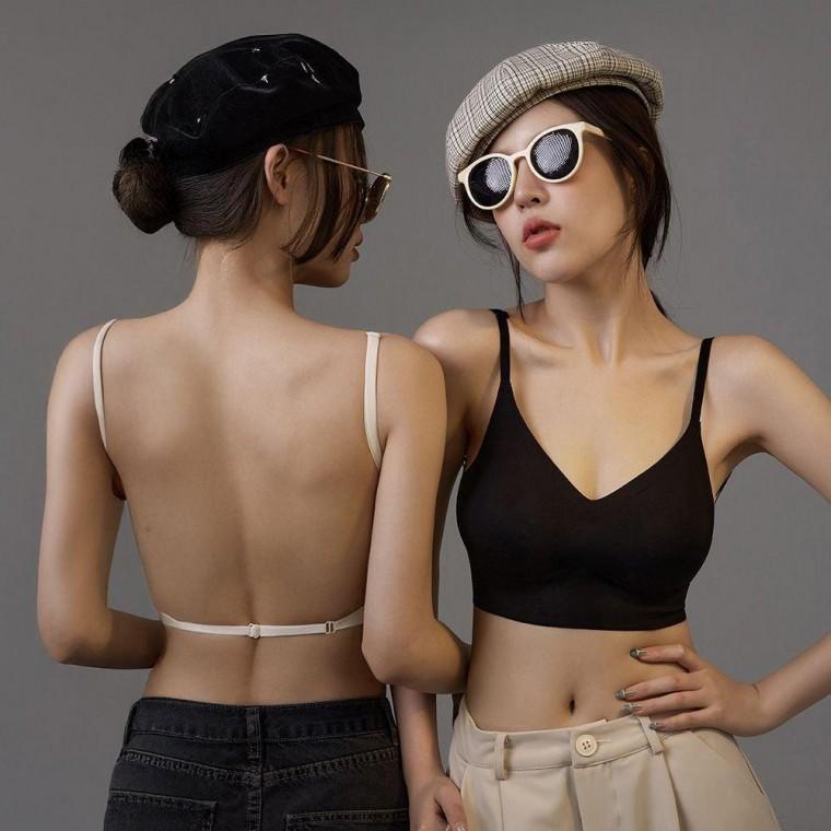 심리스브라 노와이어 백리스 브래지어 2컬러 여름 여성속옷 뒤태보정 브라