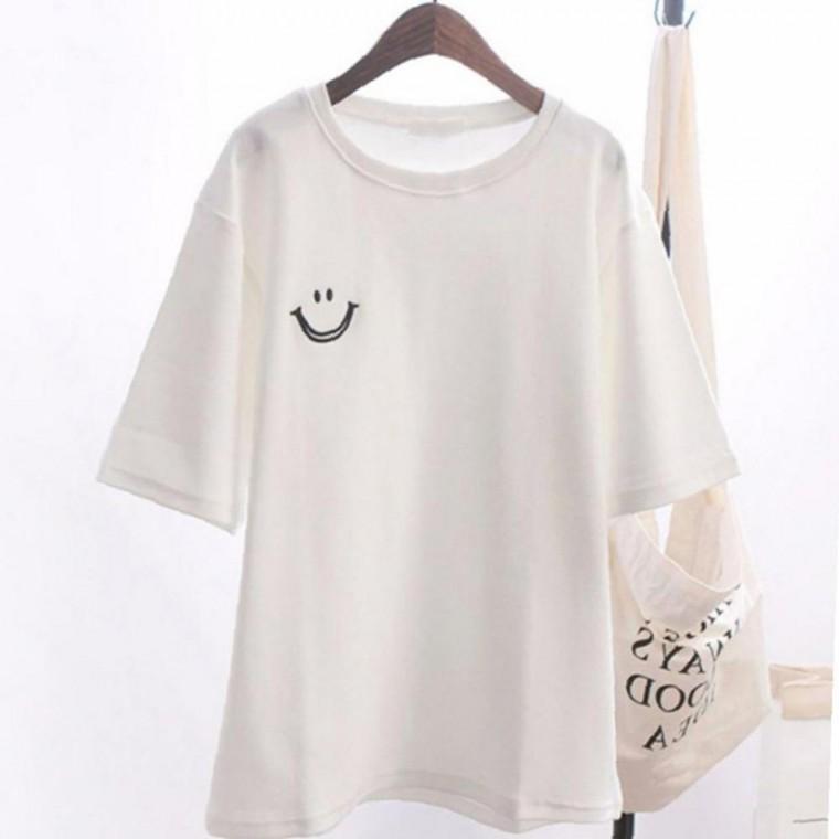 여성 해피 스마트 루즈핏 반팔티 1P 여름 데일리 심플