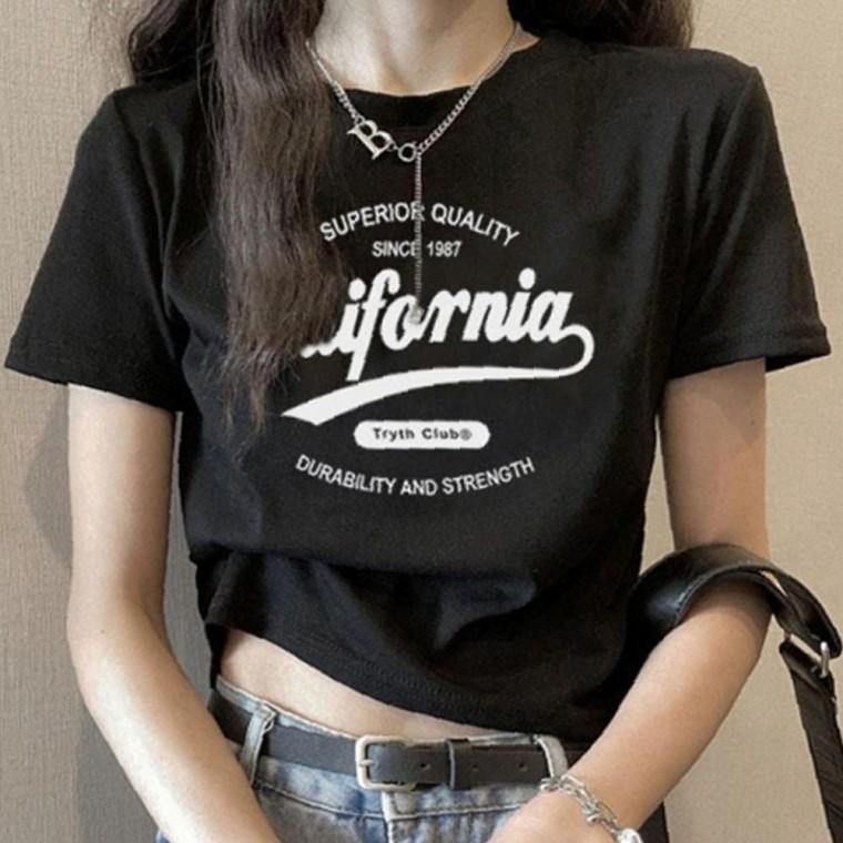 여성 레터링 스마트 크롭 반팔티 1P 데일리 여름 심플