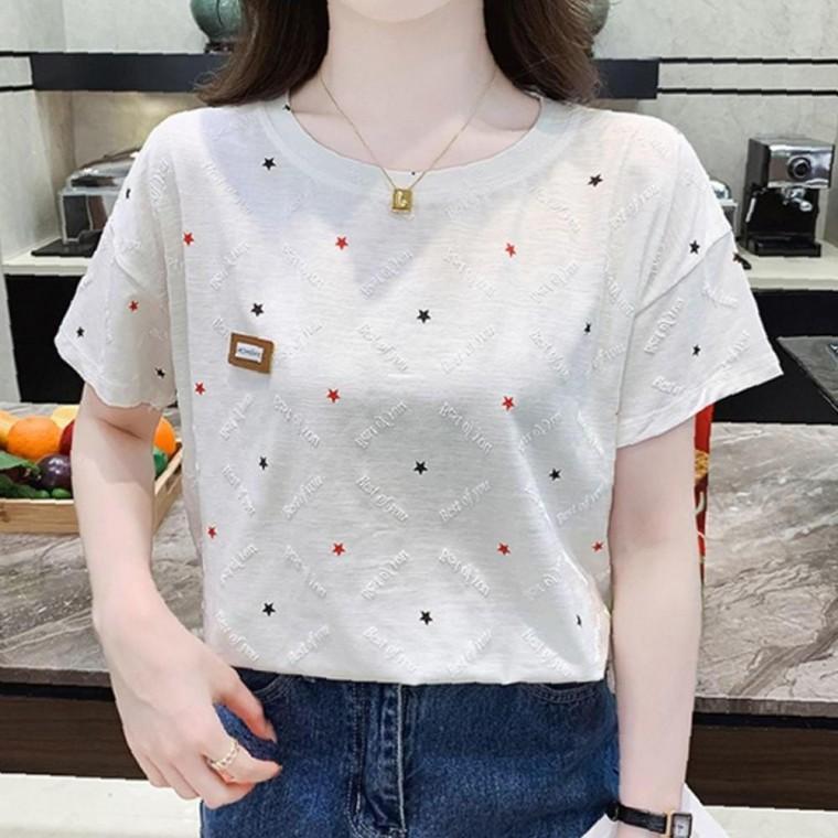 여성 입체 간편 무늬 루즈핏 반팔티 1P 여름 패션
