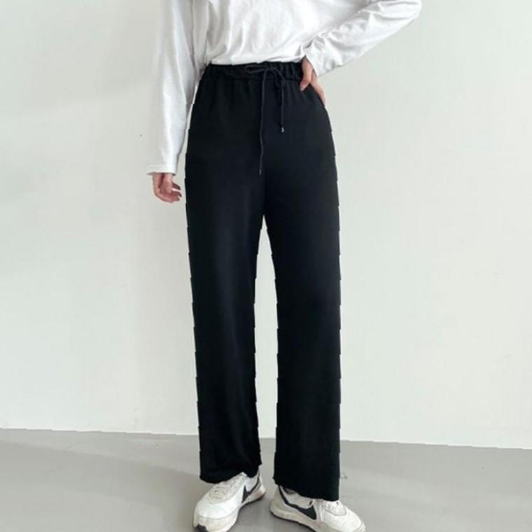 여성 데일리 탄탄 밴딩 일자팬츠 1P 여름 긴바지 홈웨어