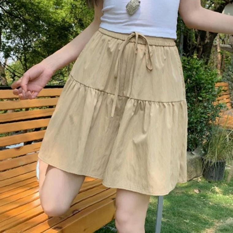 여성 밴딩 포근 치마 반바지 1P 여름 A라인 플레어