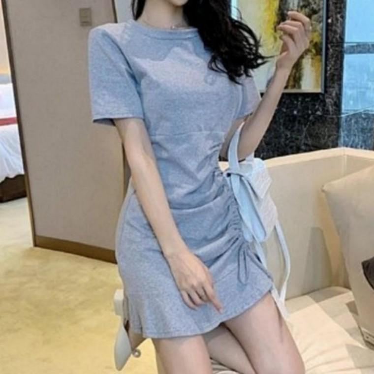 여성 셔링 슬림 미니 원피스 여름 데일리룩 섹시 슬림핏 미니원피스