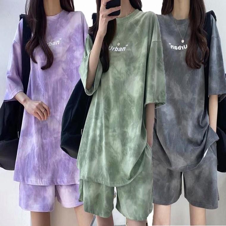 트레이닝복 반팔 휴양지 세트 여름 나염 반바지 패턴