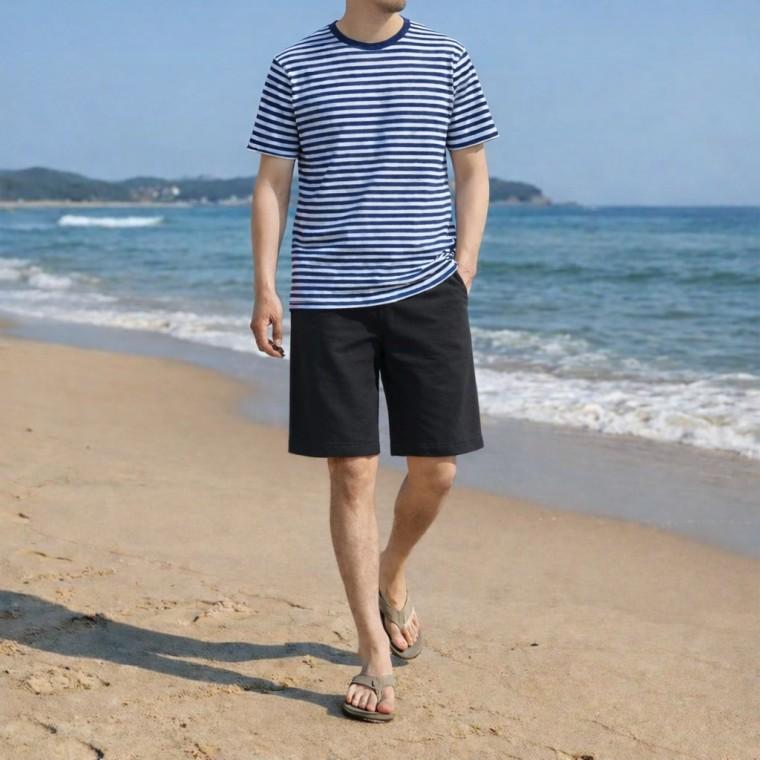 남성 여름 휴양지 헤비코튼 벤딩 순면 5부 버뮤다 반바지