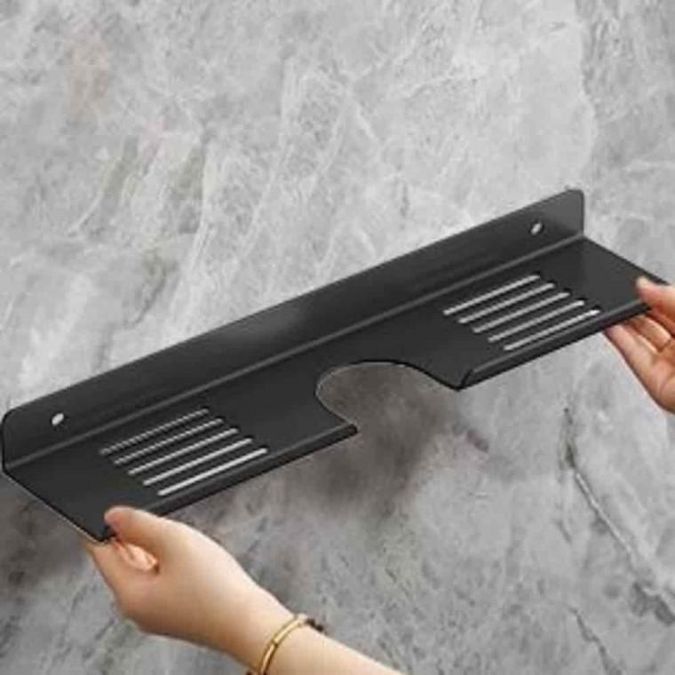 세면대일자선반 60cm U슬롯 블랙 샤워부스선반 휴대폰선반 화장실일자선반 욕실일자선반