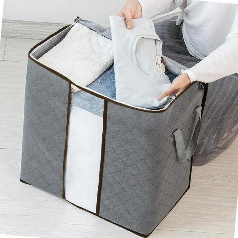 옷장 침구 수납함 50x28cm 그레이 의류 정리 부직포 보관 가방