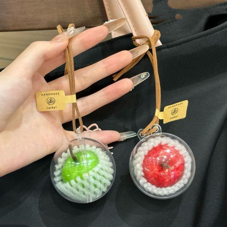 사과 키링 가방 고리 투명케이스 백꾸 키홀더 소품