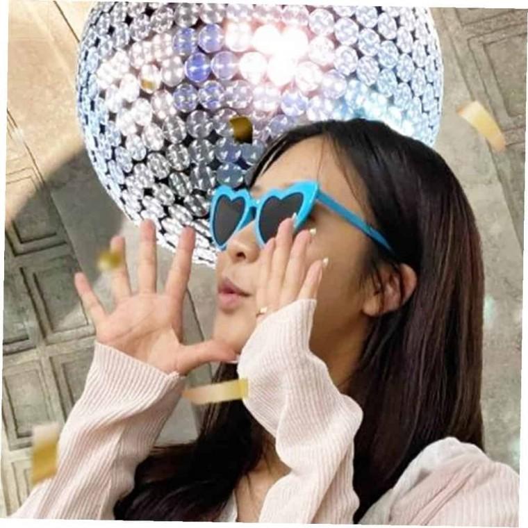 뿔테 인싸 하트 선글라스 블루 파티안경 파티선글라스 이벤트안경