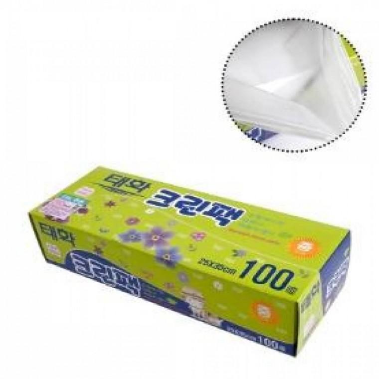 국산 위생비닐백 100매 25x35 중형 일회용 포장 봉투 주방 정리 다용도 비닐봉지
