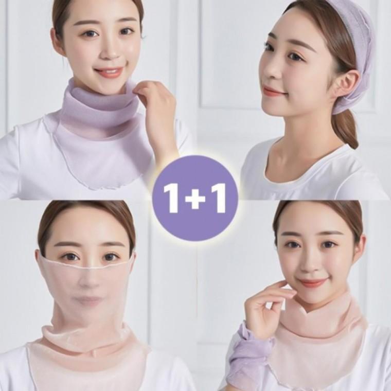 1+1 글리터 멀티 스카프 메쉬 마스크 여름 헤어밴드 겸용 머프