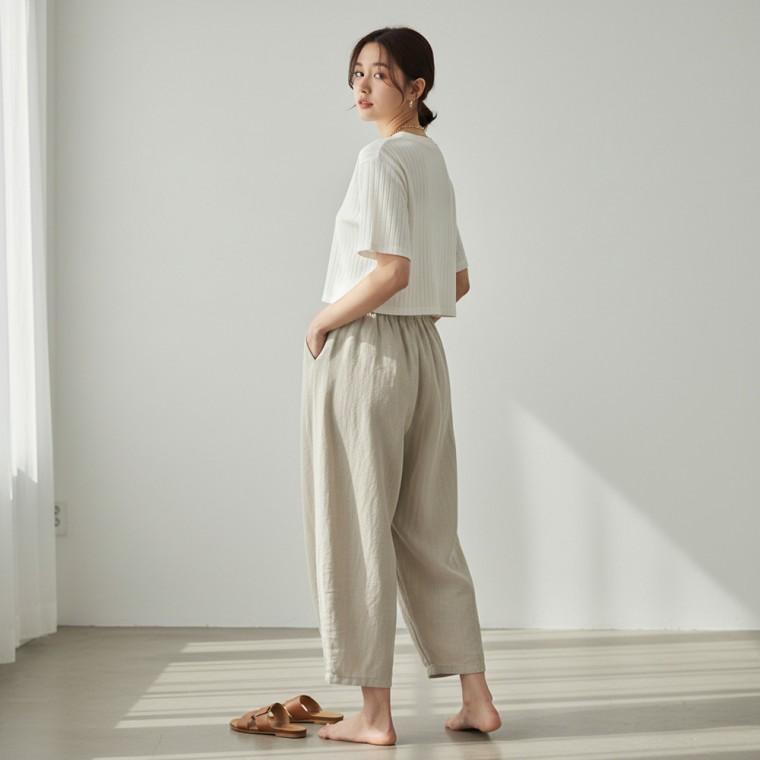 여자팬츠 여성밴딩바지 여름 통바지 미밋츠 여성데일리바지 여성슬랙스