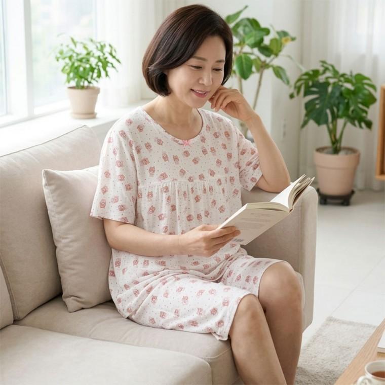 국산 여성 여름 부엉이 인견잠옷세트