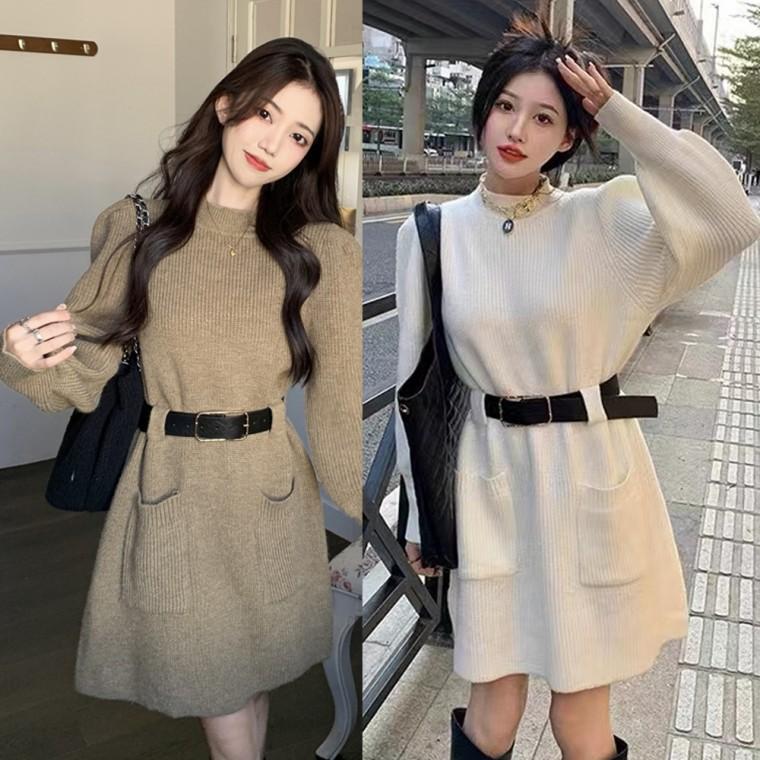 하프넥 여성원피스 하객룩원피스 벨마 롱원피스 여름원피스 포켓 쉬폰원피스