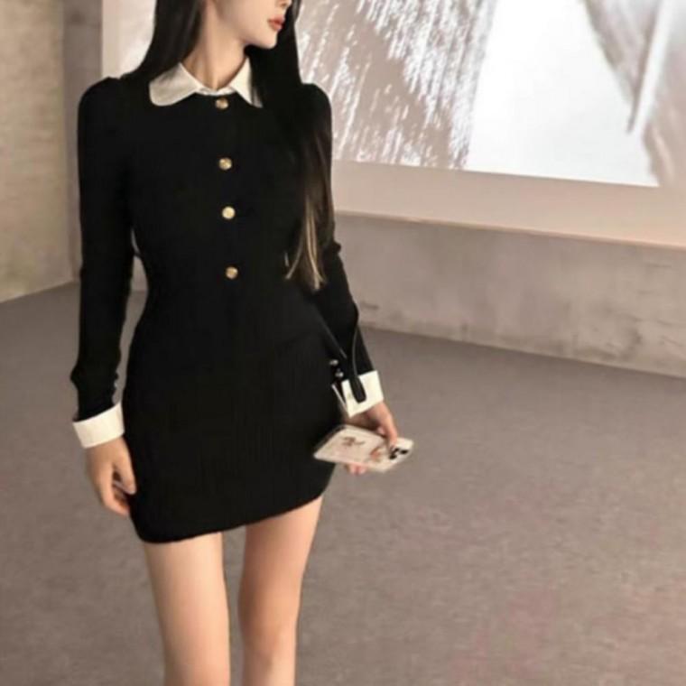 데일리 가을 긴팔 데일리 카라 간절기 블랙 원피스 나들이 인기 여름 하객룩 미니원피스