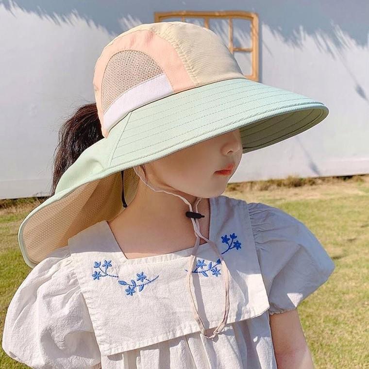 유아 넓은챙 모자 바닷가 여름 플랩캡 목보호 수영장