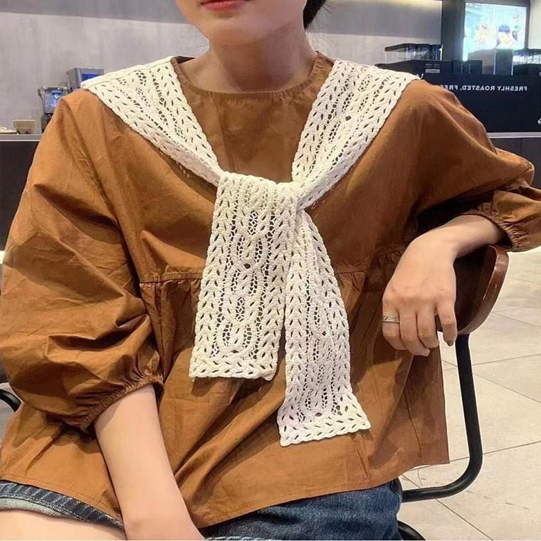 니트 포인트 펀칭 여름 숄 아우터 케이프 레이스