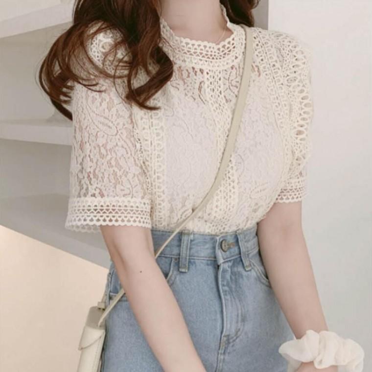 여름 셔츠 세련된디자인 데일리 시스루 반팔 브라우스