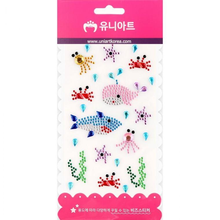 비즈 스티커 바다 보석 꾸미기 만들기 놀이 장식 여름 미술 활동 교육용 데코 소품
