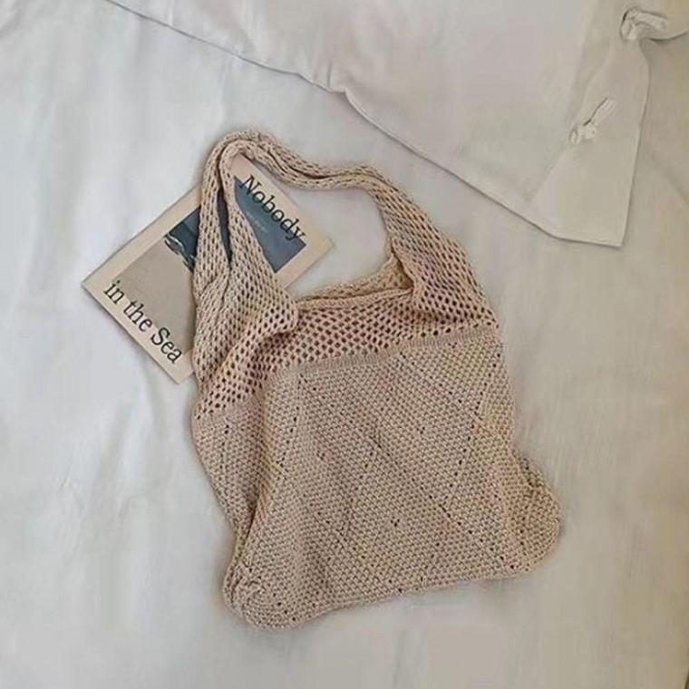 패션 여름 그물 핸드백 베이지 가방 유행 니트 손가방