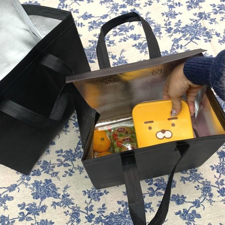 보온보냉 부직포 쇼핑백 가방 블랙 중 보냉백 도시락
