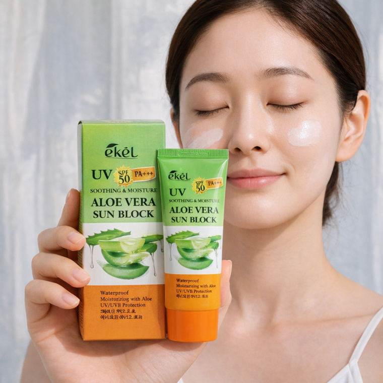 개별포장 알로에 선크림 SPF 50 PA+++ 자외선차단 미백 판촉물 사은품 답례품 판촉 UV 선스틱 선케어