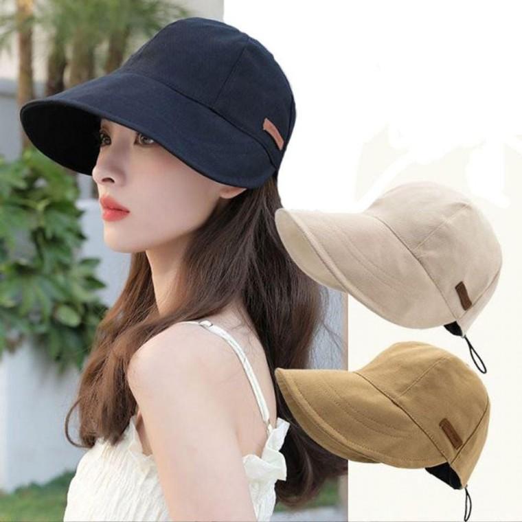 여성 스트링 조절 와이드 버킷햇 넓은 챙 자외선 차단