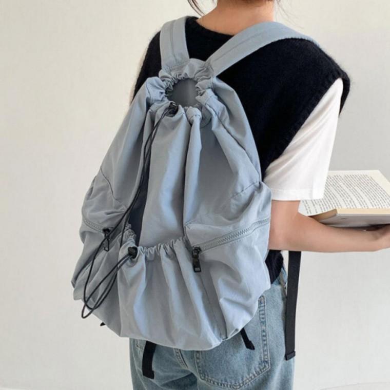 여성 대학생 배낭 가방 복조리 스트링 나일론 포켓 백팩