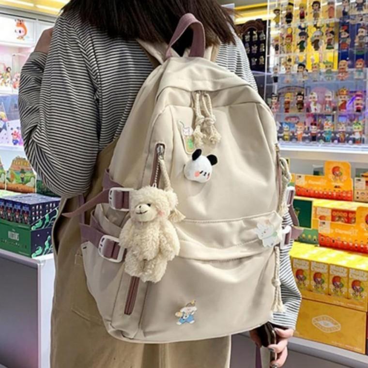여자 학생 포켓 지퍼 미니 백팩 캐주얼 가방 책가방