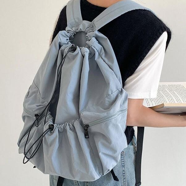 경량 여행용 복조리 스트링 백팩 나일론 포켓 2컬러 데일리 필수템