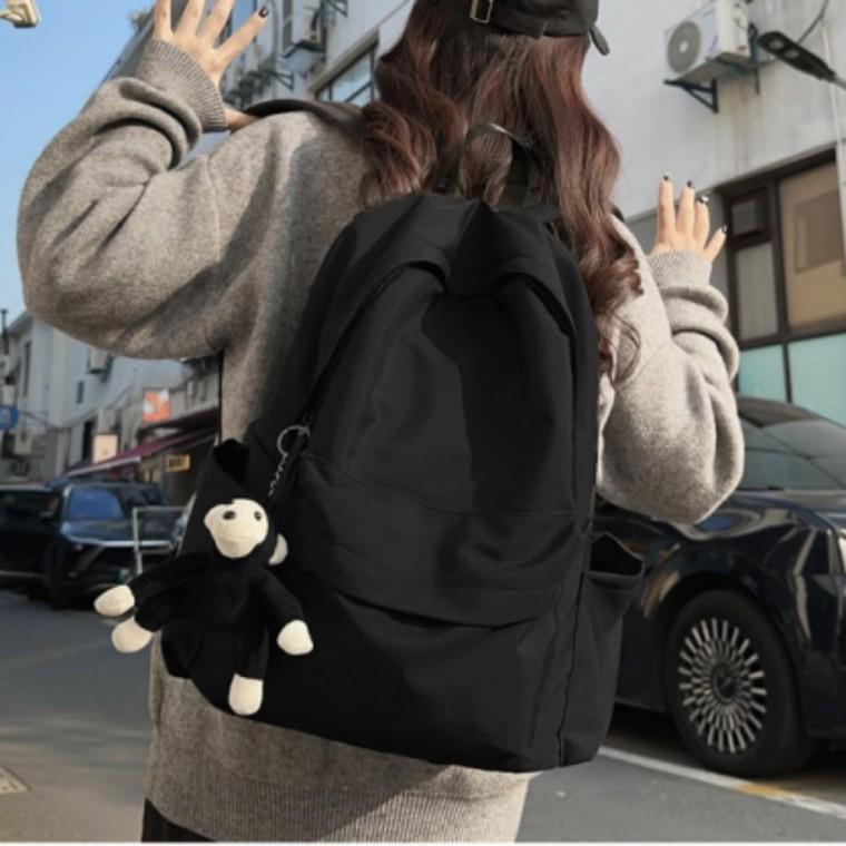 남녀공용 학생 노트북 배낭 베이직 블랙 백팩 가방