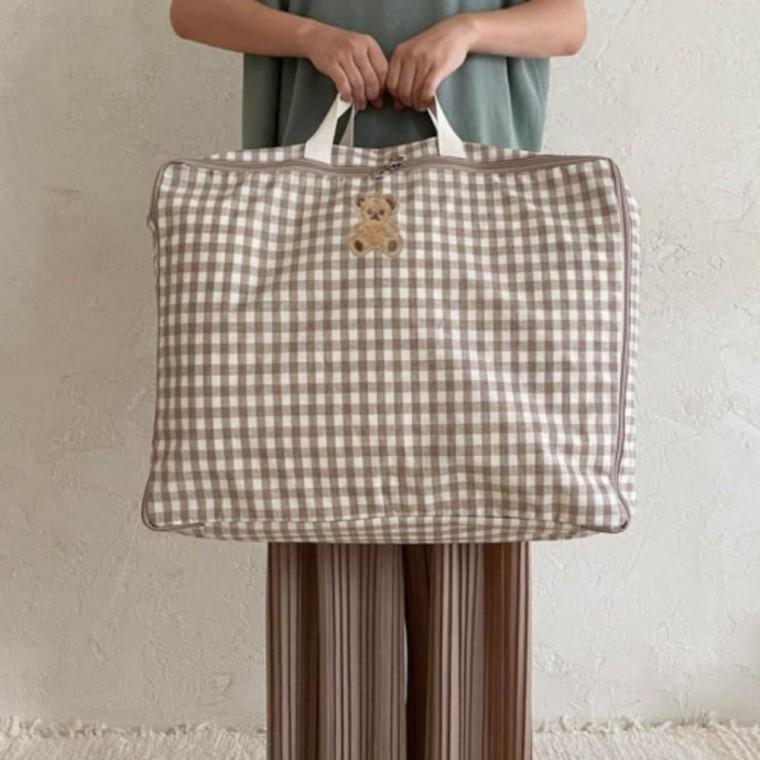 정리 침구 체크무늬 파우치 어린이집 계졀별 집이불 이불 체크무늬파우치