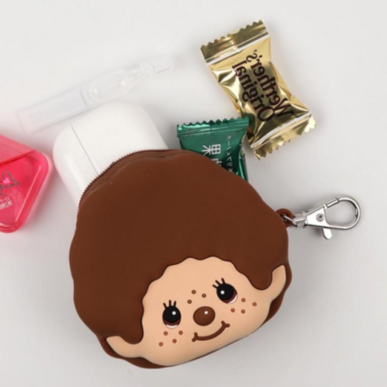 몬치치 페이스 실리콘 파우치 소품 화장품 동전 케이스 키링 열쇠고리