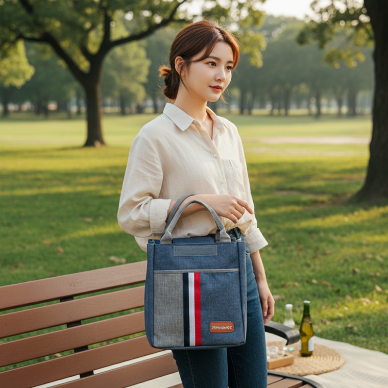 엘론 보온보냉 도시락 파우치 런치백 피크닉 간식 보관 가방 20cm