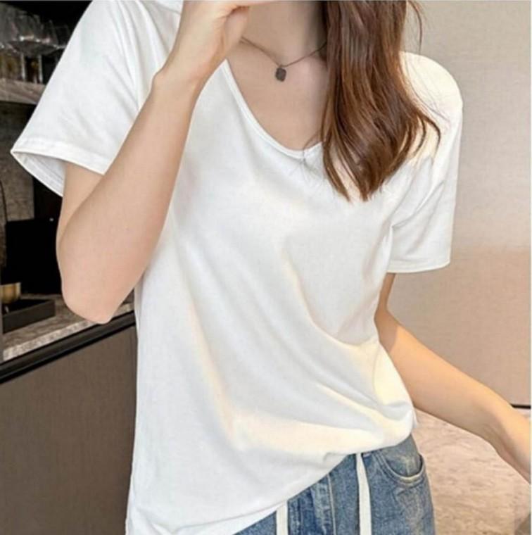 여자 루즈핏 유넥 반팔 티셔츠 여름 기본 티셔츠 레이어드 반팔티