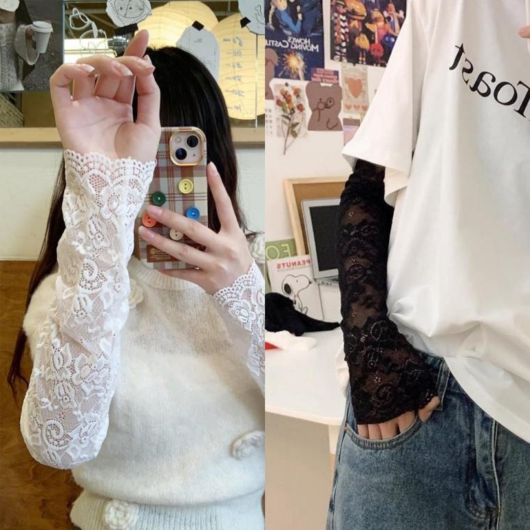 [큰손할인] 레이스슬리브 시스루 시원한 팔토시 쿨토시 골프 여성 레이스장갑 여름 암슬리브 운전장갑