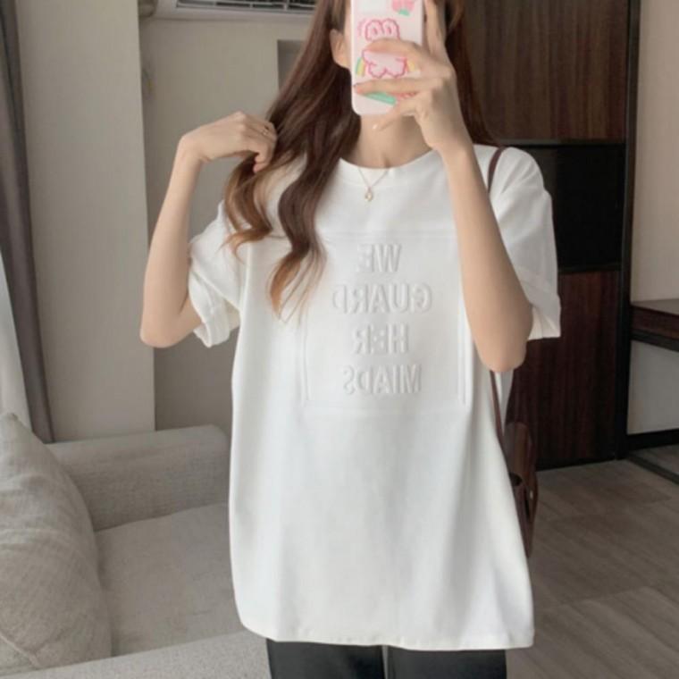 여성 여름 오버핏 박시 영문 루즈핏 박스티 반팔 티셔츠