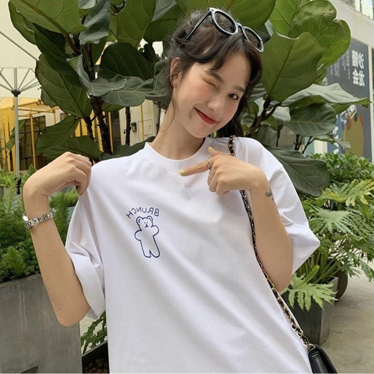 반팔티 티셔츠 라운드넥 2색 여성 여름 캐주얼 프린팅