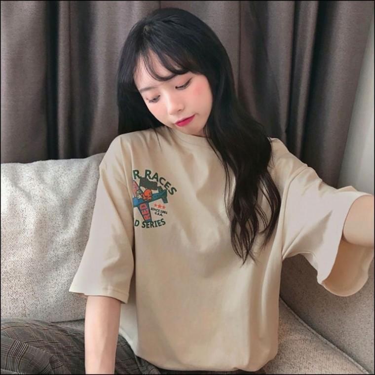 캐주얼 티셔츠 여자 여름 오버핏 반팔티 빅프린팅 데일리